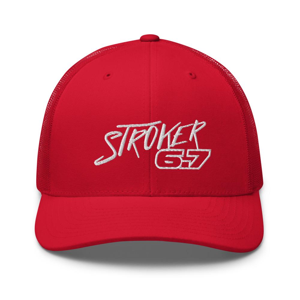 Power Stroke 6.7 Hat Trucker Cap-In-Red-From Aggressive Thread