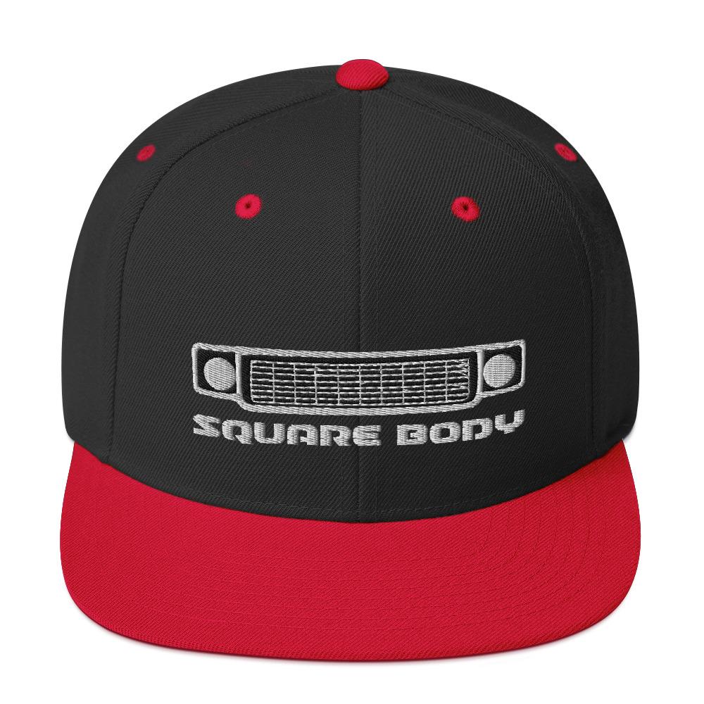 Square Body Squarebody Round Eye Snapback Hat-In-Black/ Red-From Aggressive Thread