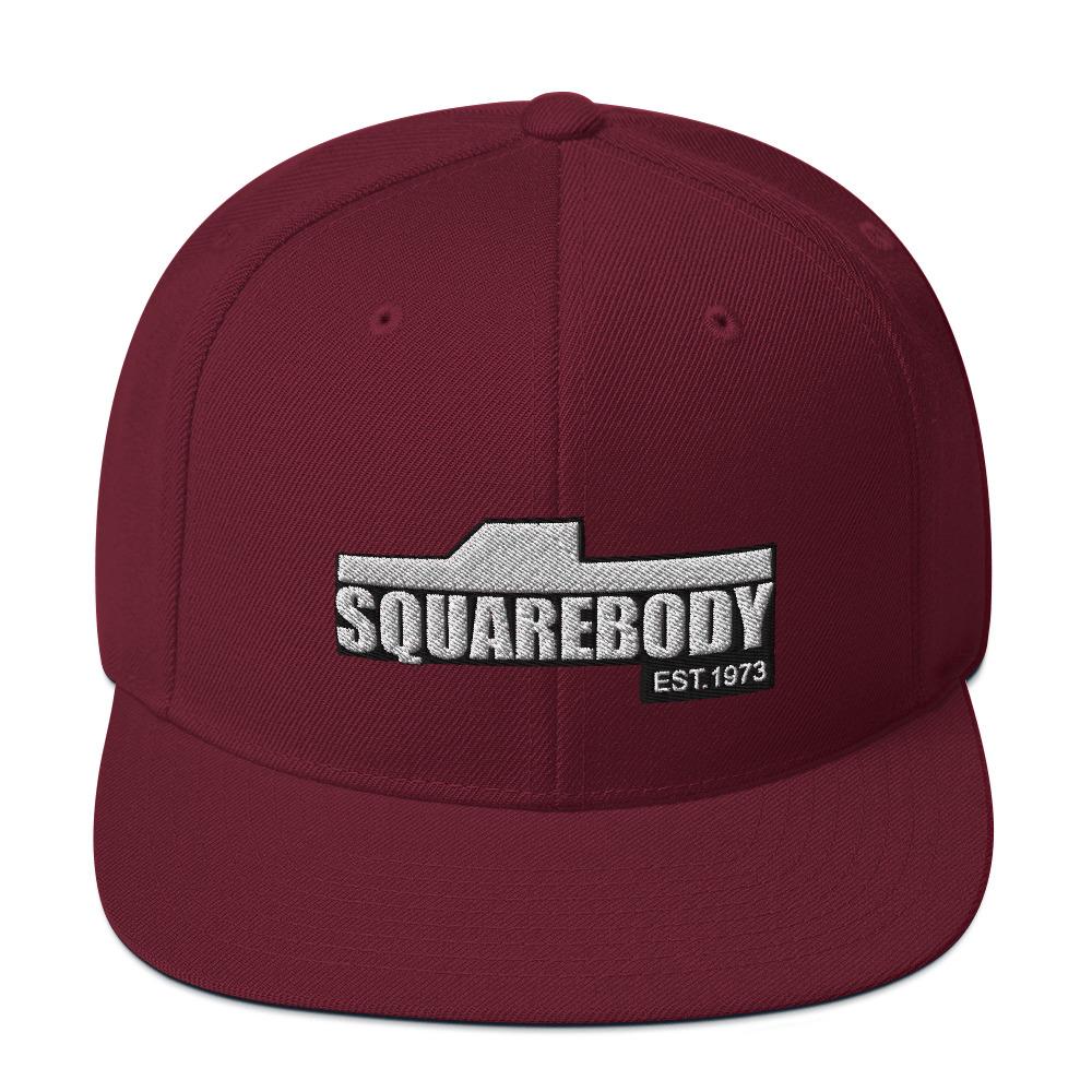 Squarebody Square Body Snapback Hat-In-Maroon-From Aggressive Thread