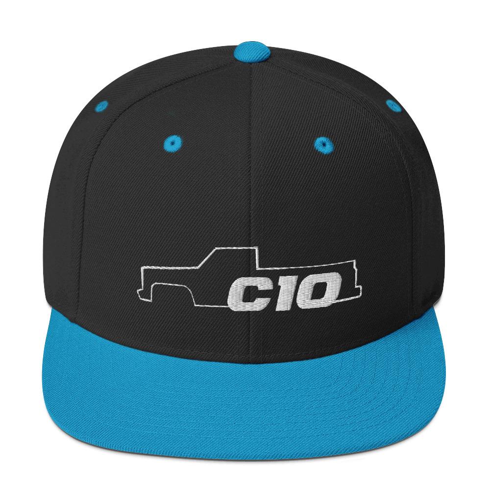 C10 Squarebody Square Body Snapback Hat-In-Black/ Teal-From Aggressive Thread