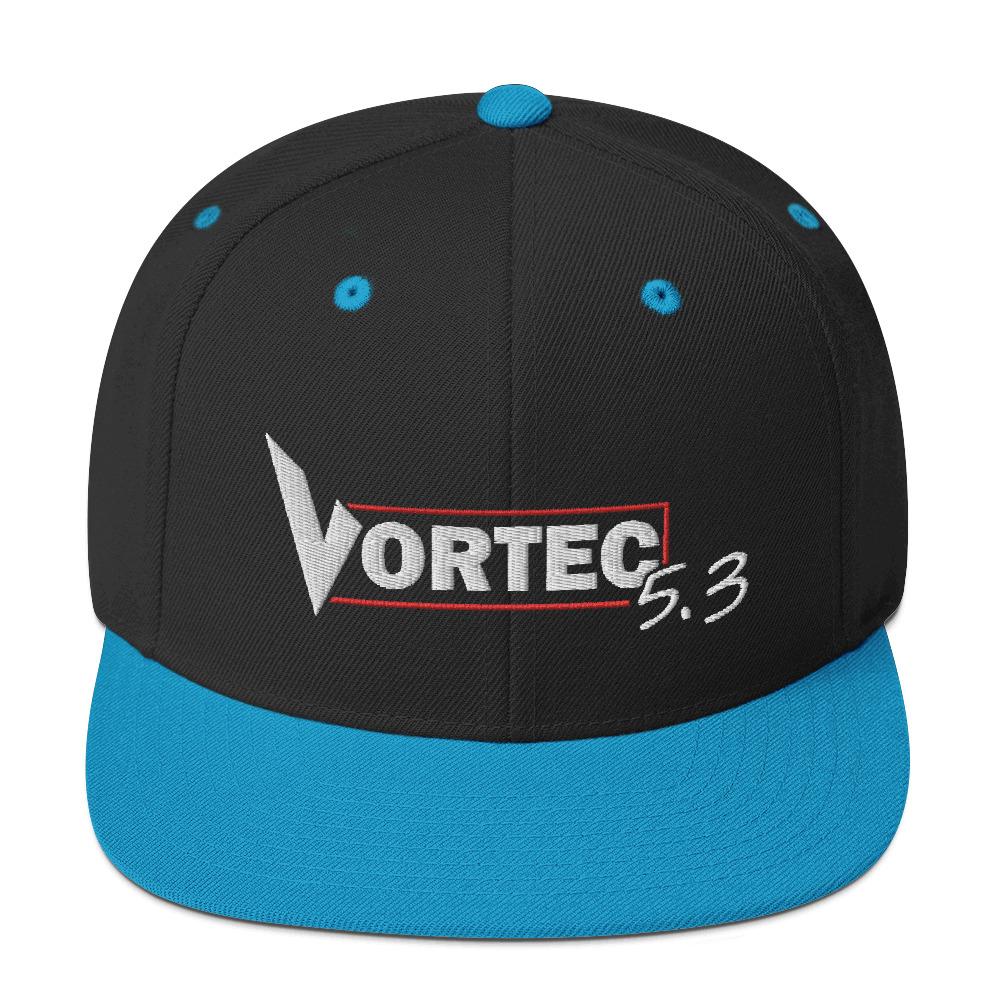 Vortec / LS 5.3 Snapback Hat-In-Black/ Teal-From Aggressive Thread