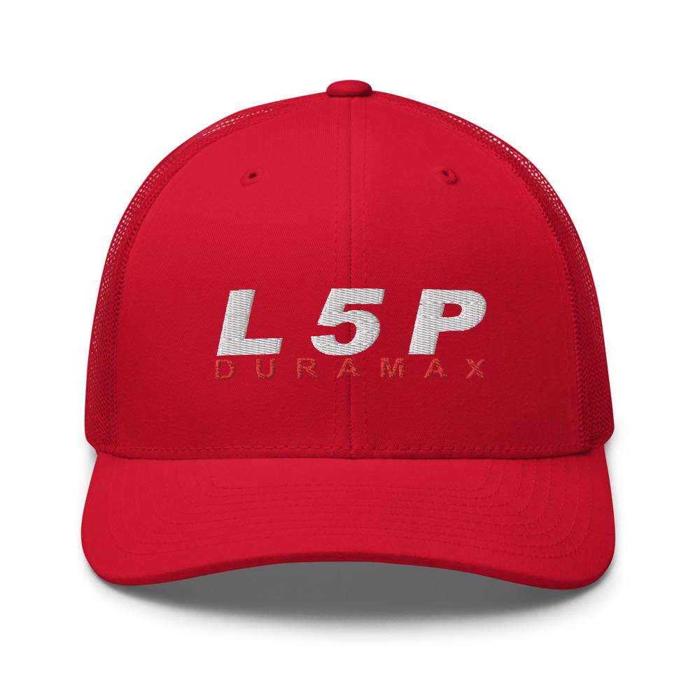 L5P Duramax Hat Trucker Cap-In-Red-From Aggressive Thread