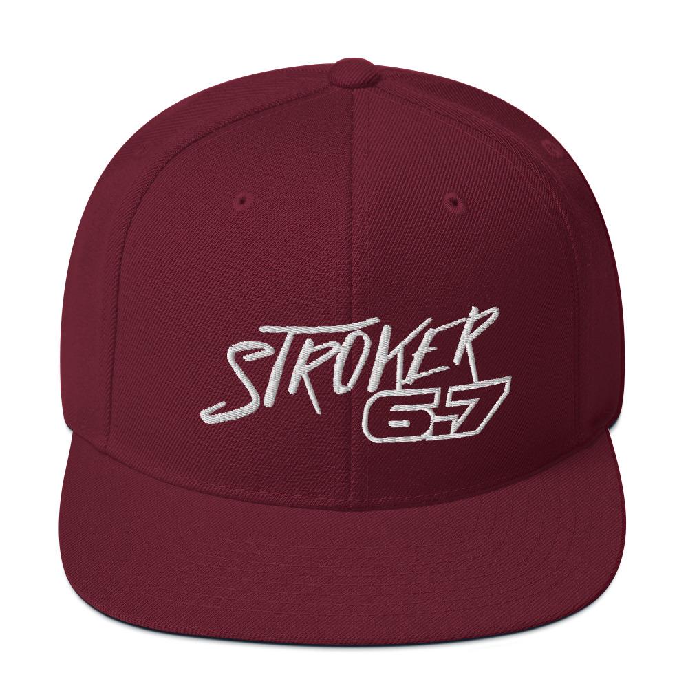 Power Stroke 6.7 Snapback Hat-In-Maroon-From Aggressive Thread