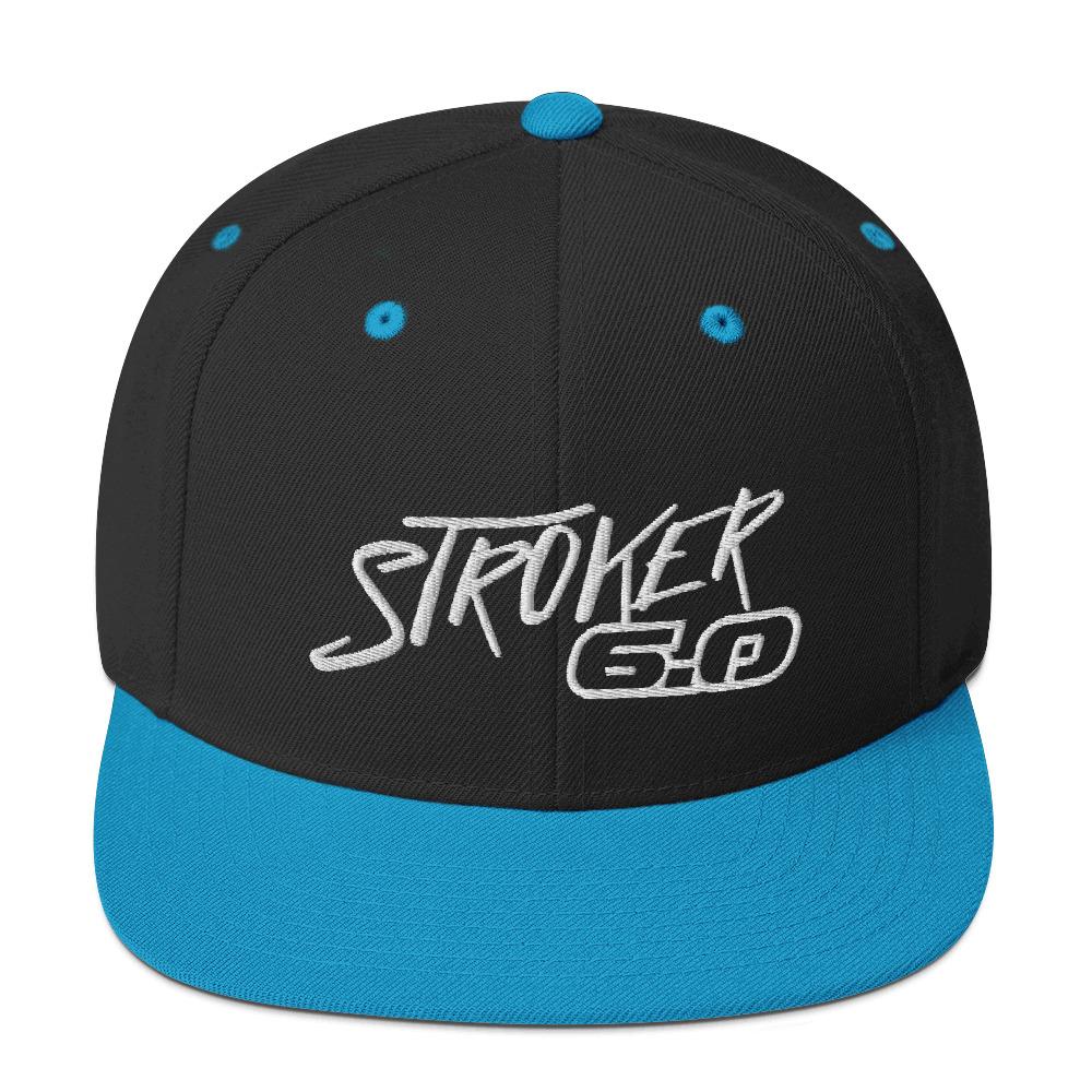 Power Stroke 6.0 Snapback Hat-In-Black/ Teal-From Aggressive Thread