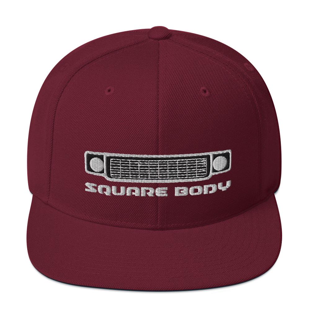 Square Body Squarebody Round Eye Snapback Hat-In-Maroon-From Aggressive Thread