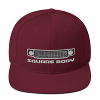Thumbnail for Square Body Squarebody Round Eye Snapback Hat-In-Maroon-From Aggressive Thread