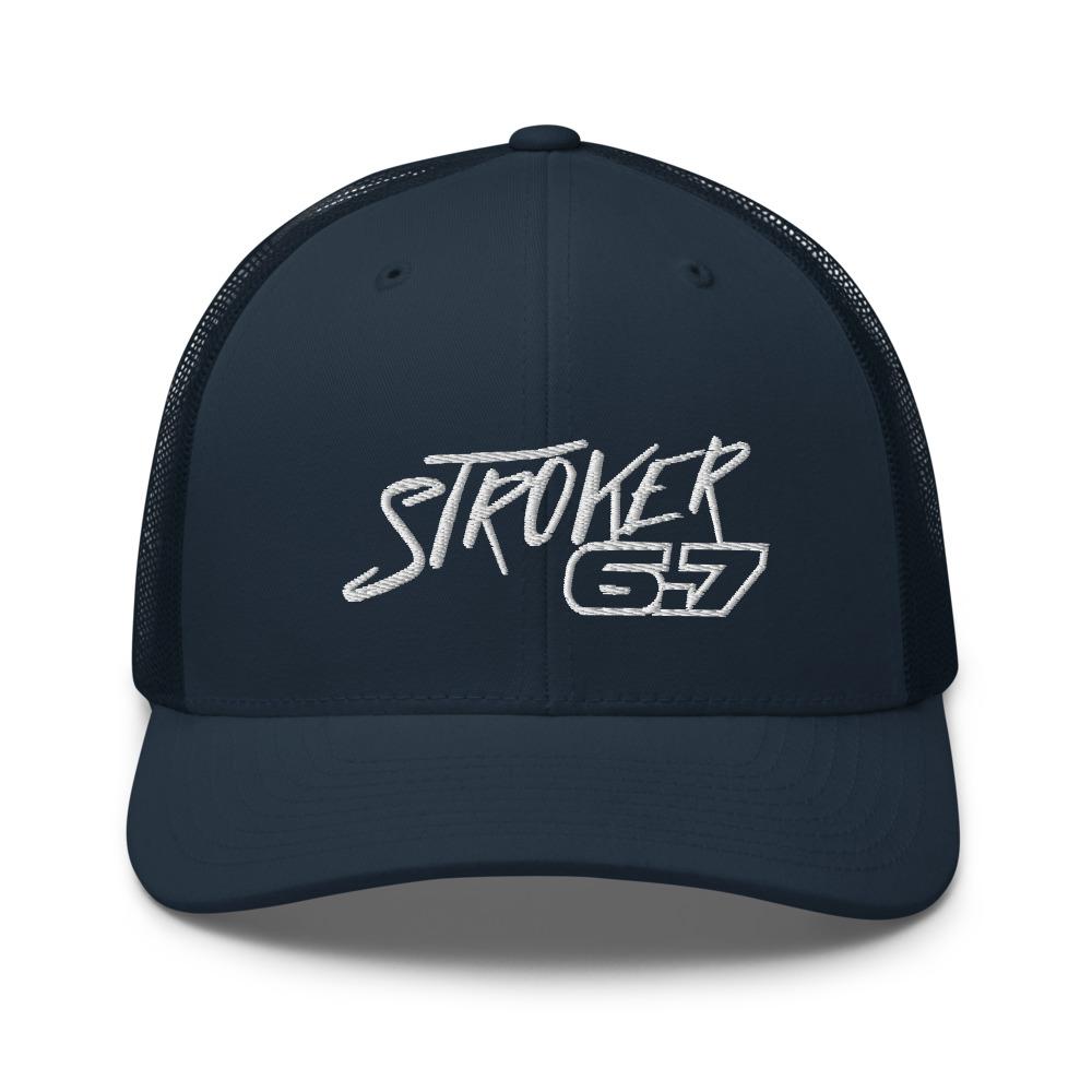 Power Stroke 6.7 Hat Trucker Cap-In-Navy-From Aggressive Thread
