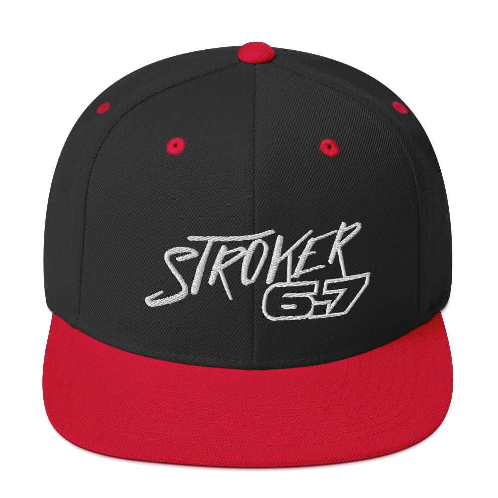 Power Stroke 6.7 Snapback Hat-In-Black/ Red-From Aggressive Thread