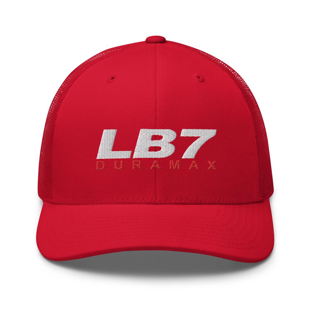 LB7 Duramax Hat Trucker Cap-In-Red-From Aggressive Thread