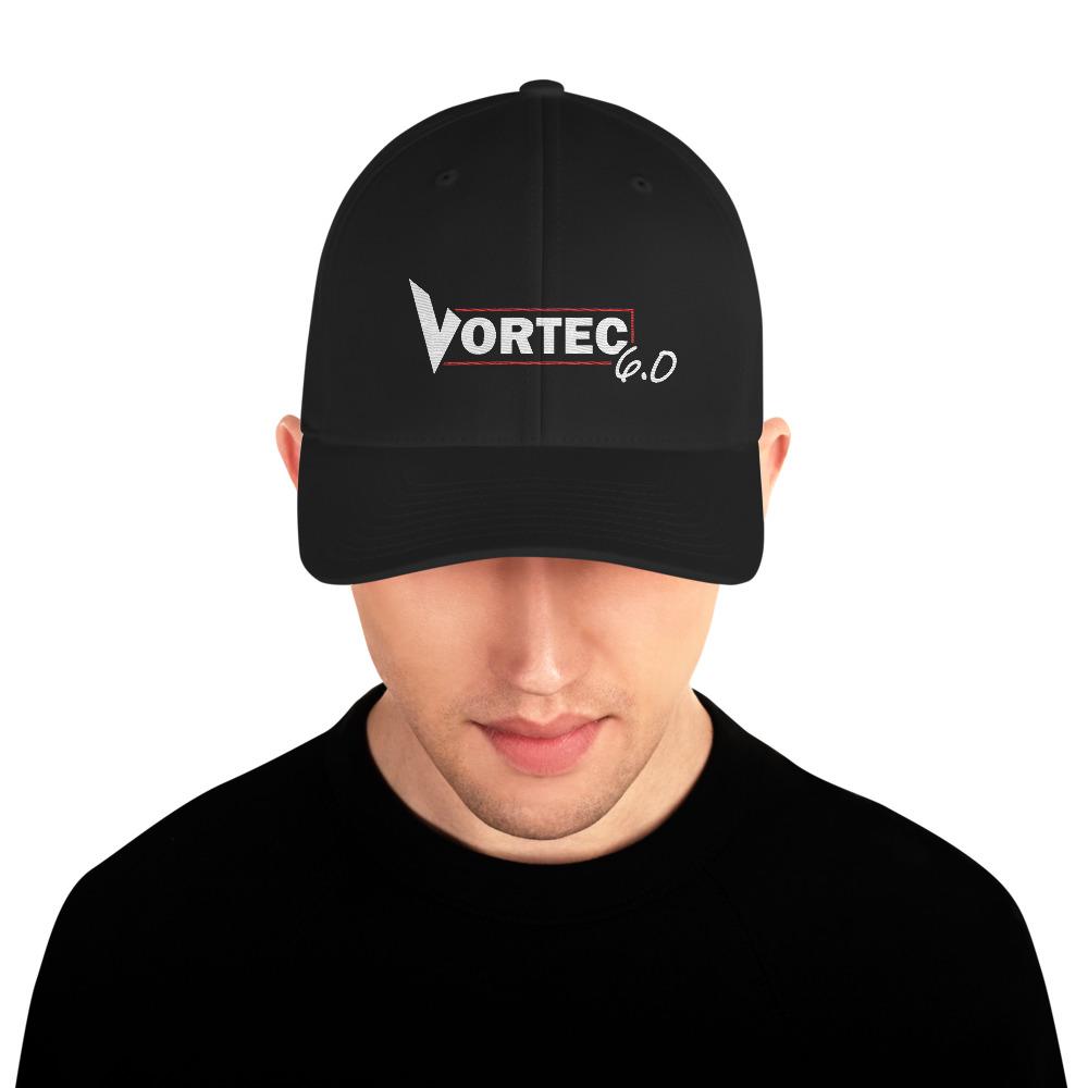 Vortec 6.0 GM Truck V8 Flexfit Hat modeled in black