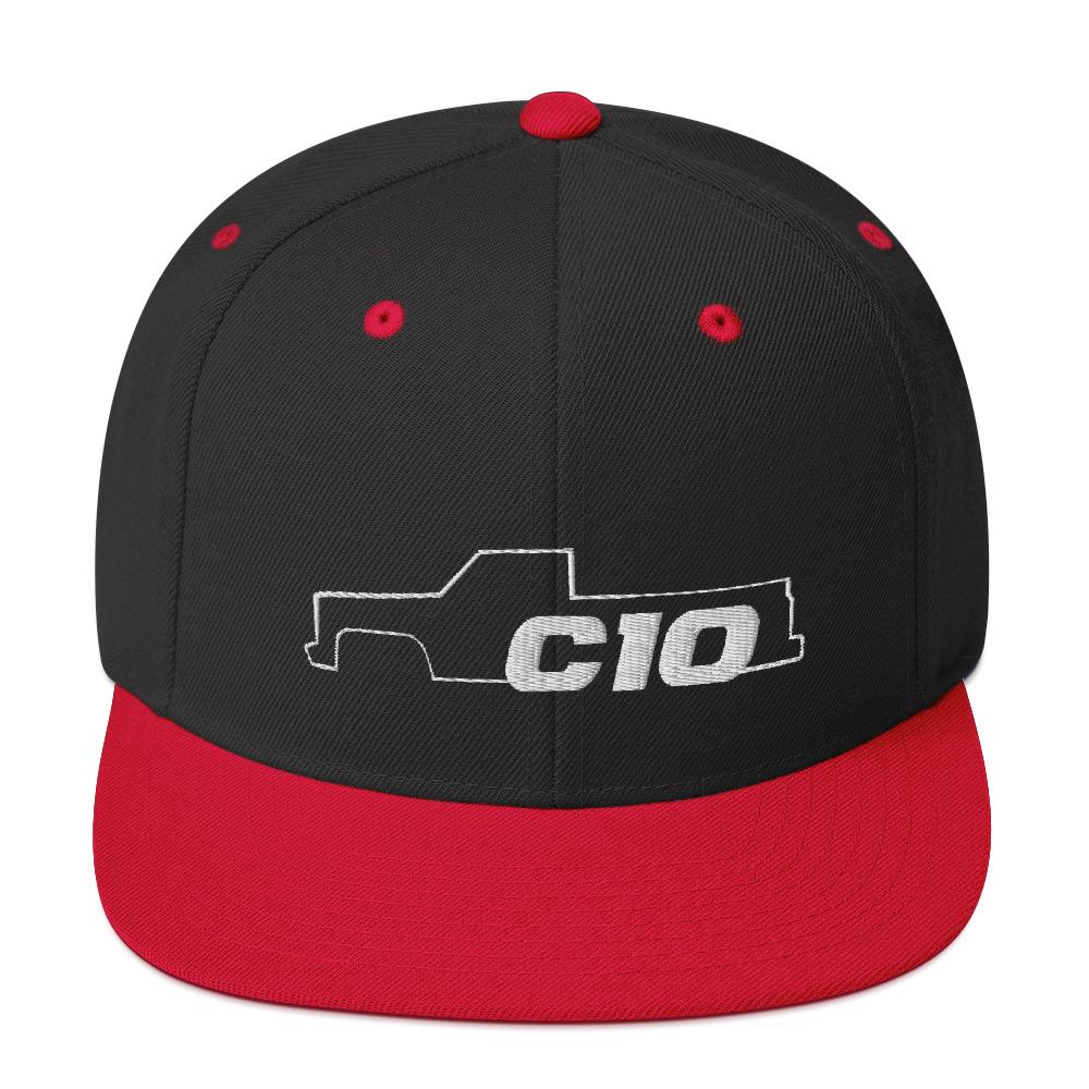 C10 Squarebody Square Body Snapback Hat-In-Black/ Red-From Aggressive Thread
