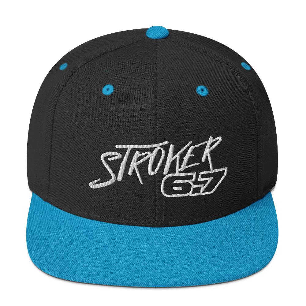 Power Stroke 6.7 Snapback Hat-In-Black/ Teal-From Aggressive Thread