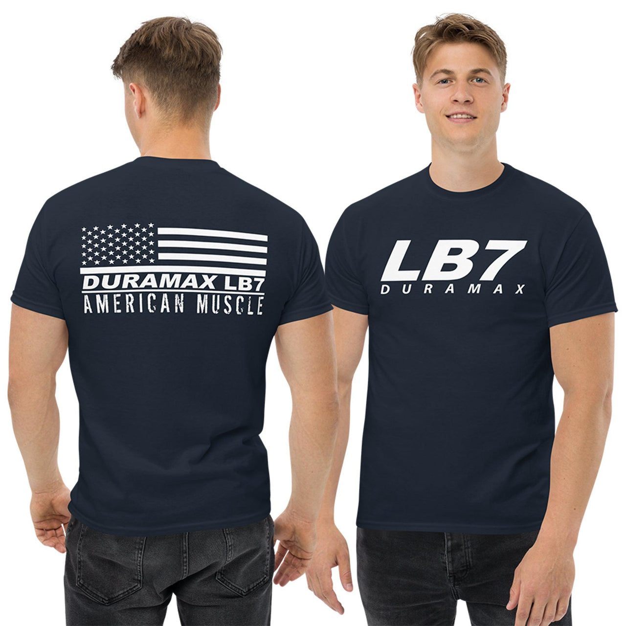 LB7 Duramax T-Shirt - American Muscle Flag-In-Black-From Aggressive Thread