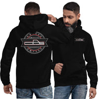 Thumbnail for man modeling obs gmt400 hoodie from Aggressive Thread - black