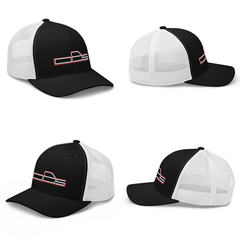 OBS Chevy OBS Ford Hat in black and white multiple angles