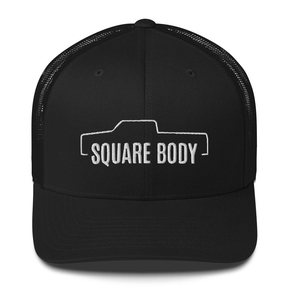 Crew Cab Square Body Trucker Hat From Aggressive Thread in Black