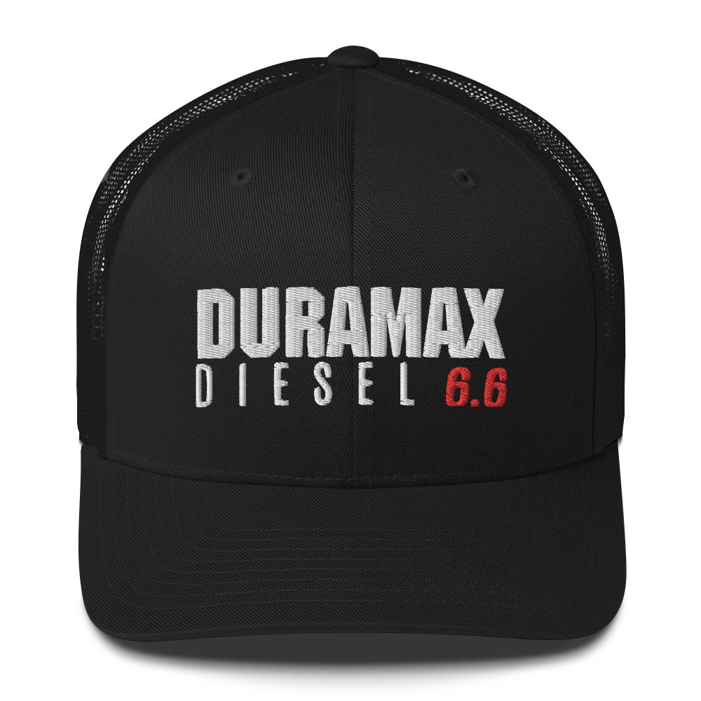 Duramax 6.6 Trucker Hat From Aggressive Thread in Black