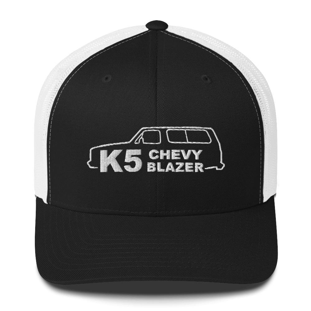 K5 Blazer trucker hat from aggressive thread in black and white