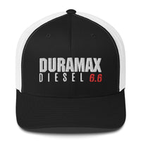Thumbnail for Duramax 6.6 Trucker Hat From Aggressive Thread in Black and White