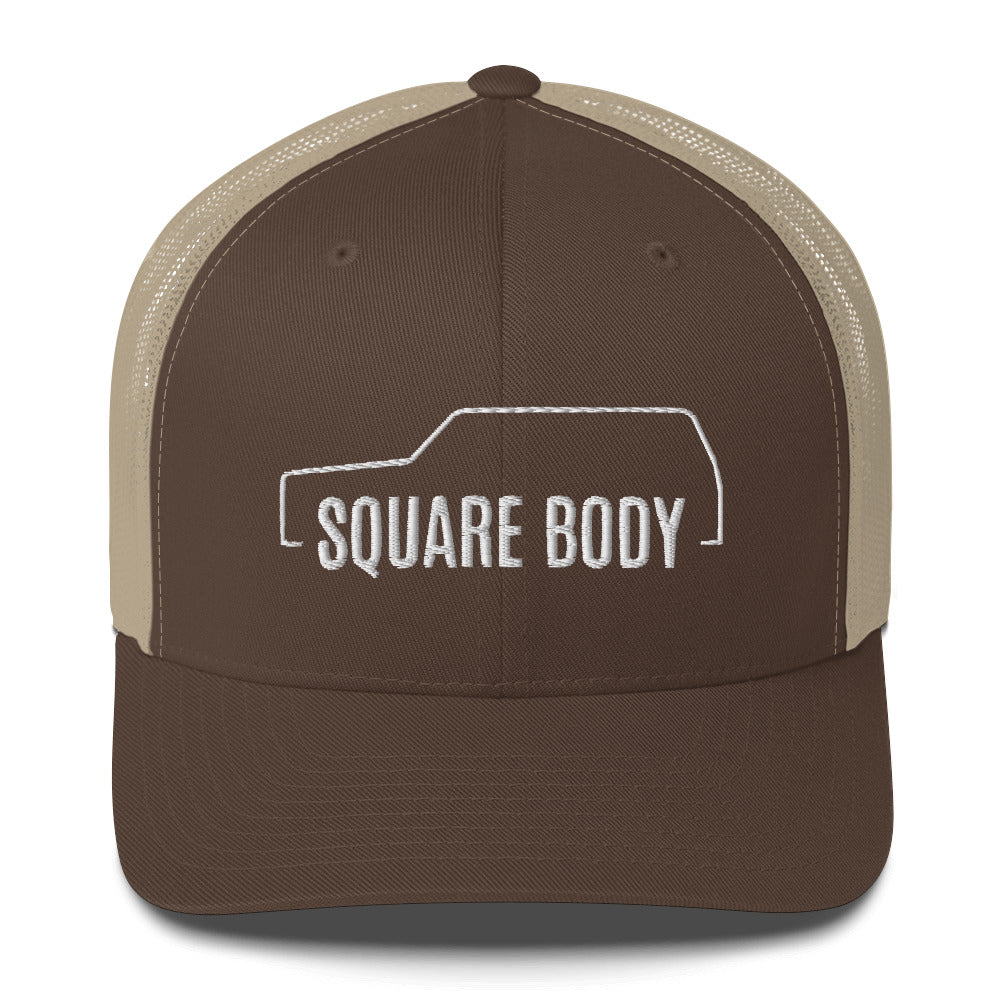 Square body K5 blazer trucker hat from aggressive thread in brown