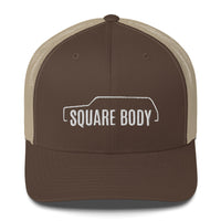 Thumbnail for square body suburban trucker hat from aggressive thread in brown