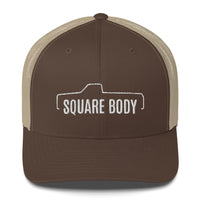 Thumbnail for Square body c10 k10 trucker hat from aggressive thread in brown