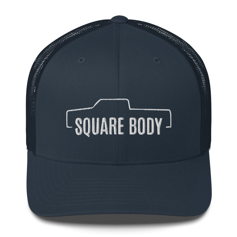 Crew Cab Square Body Trucker Hat From Aggressive Thread in Navy