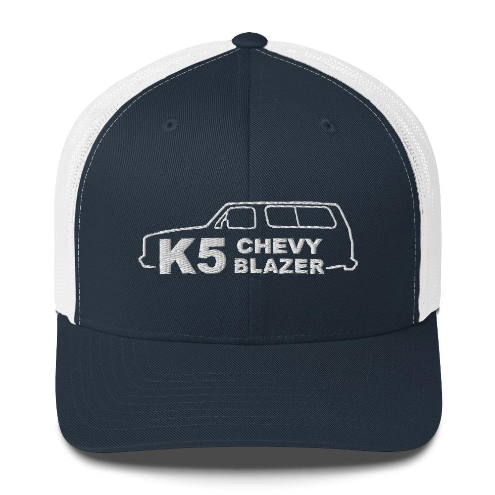 K5 Blazer trucker hat from aggressive thread in navy and white