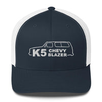 Thumbnail for K5 Blazer trucker hat from aggressive thread in navy and white