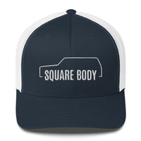 Thumbnail for Square body K5 blazer trucker hat from aggressive thread in navy and white