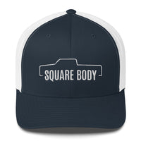 Thumbnail for Crew Cab Square Body Trucker Hat From Aggressive Thread in Navy and White