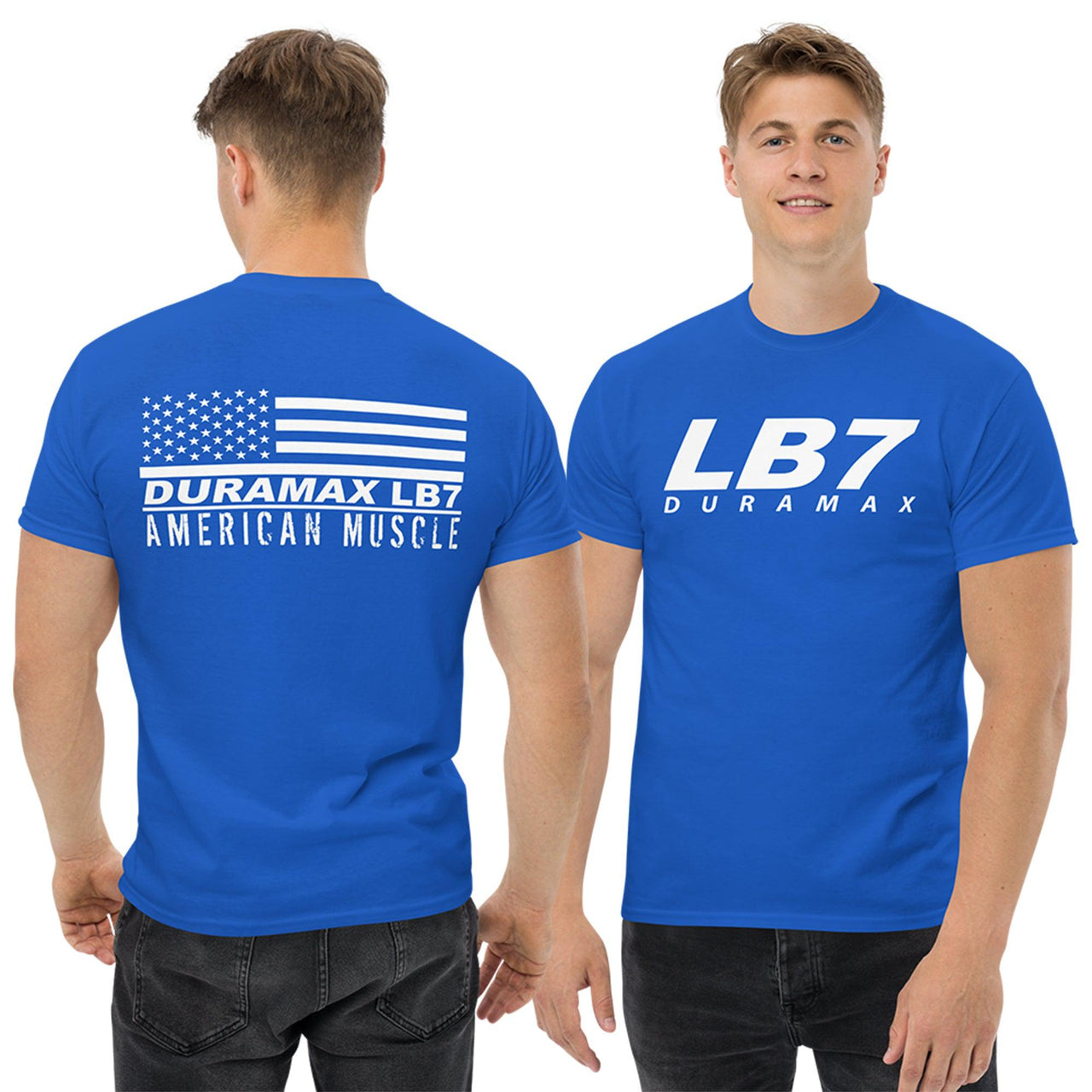 LB7 Duramax T-Shirt - American Muscle Flag-In-Black-From Aggressive Thread