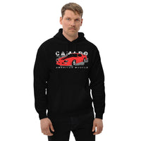 Thumbnail for Man standing wearing a 3rd Gen Camaro Hoodie From Aggressive Thread Muscle Car Apparel